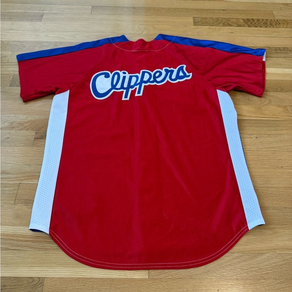 Vintage LA Clippers NBA Majestic Baseball Jersey Size L Red/White/Blue - Picture 9 of 12
